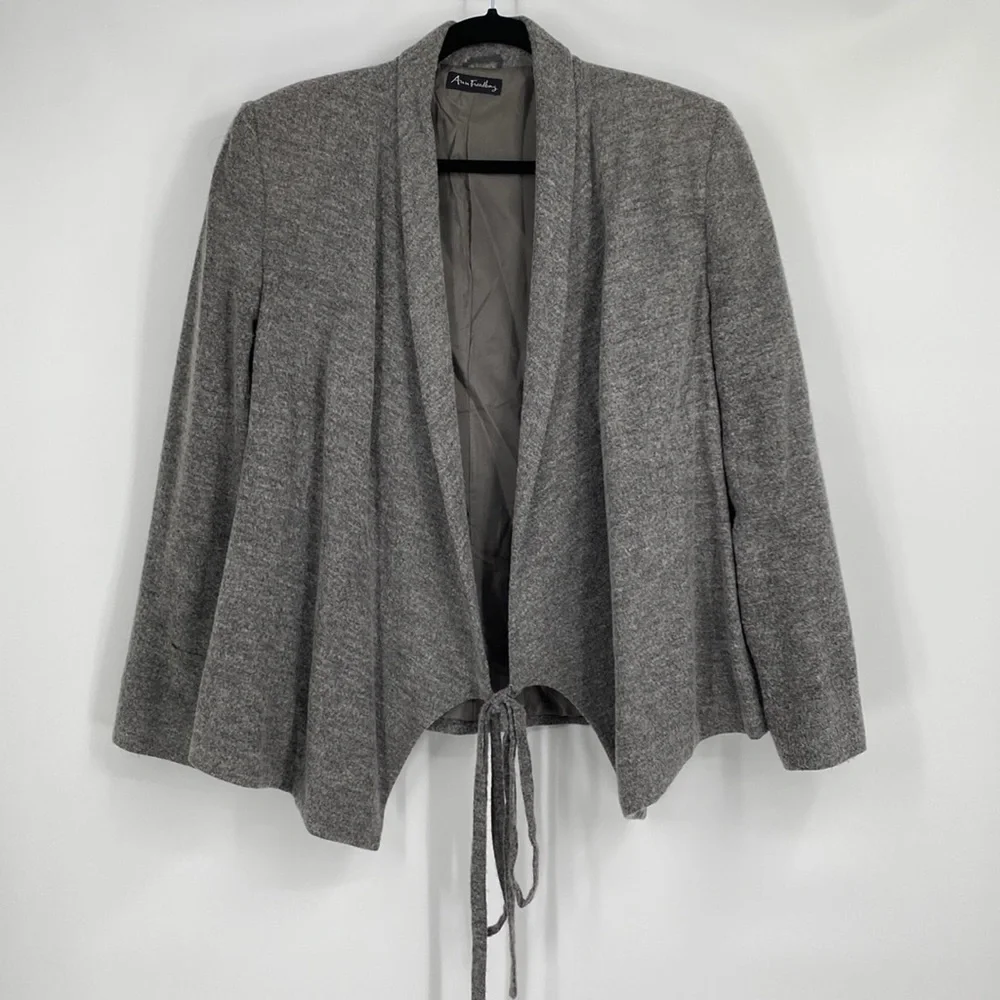 Vintage Ann Freedberg Grey Lola Wool Tie Front Jacket